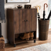 Rossin Modern and Contemporary Walnut Brown Finished 2-Door Wood Entryway Shoe Storage Cabinet